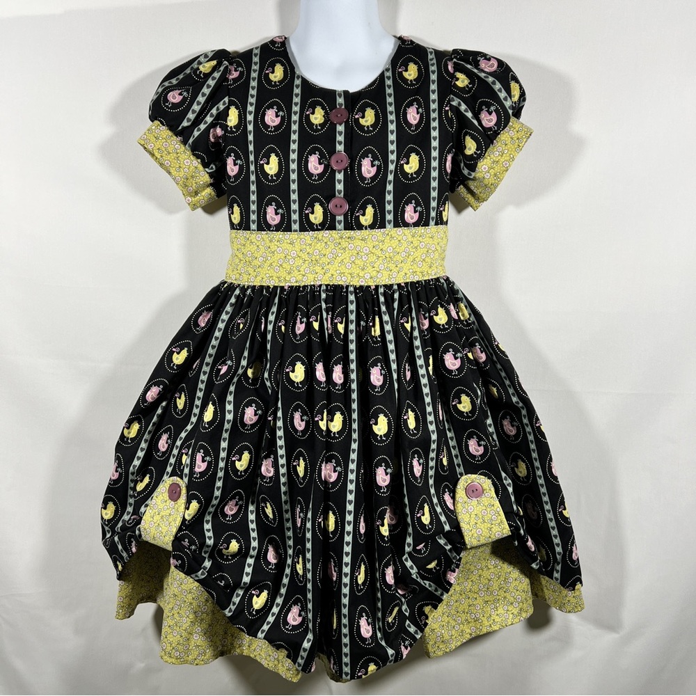 Girls Easter Dress Full Skirt Lined Short Sleeve Ties in Back Size 5
